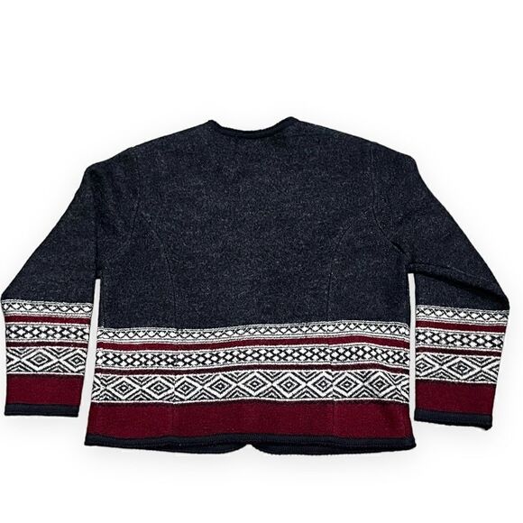 TALLY-HO FAIR ISLE NORDIC WINTER CARDIGAN SWEATER JACKET BOILED WOOL PLUS SIZE X - Picture 12 of 13